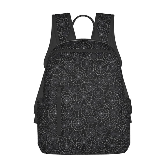Naloa Spider Web Black Print Lightweight DayBackpack Suitable for school, work, shopping, travel, etc.