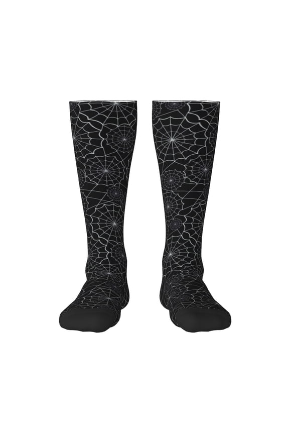 Spider Web Black Thigh High Socks Extra Long Stretchy Sock Women Over Knee High Opaque Stocking Daily Wear