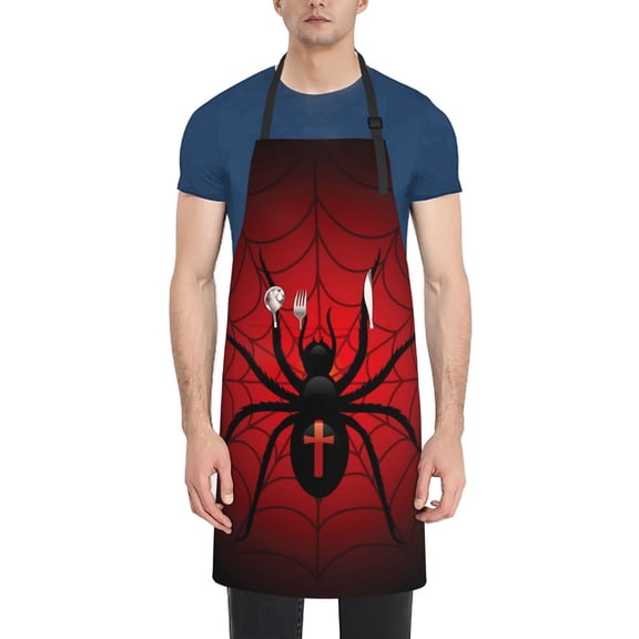 Naloa Spider on the Web Apron Kitchen Aprons with Pockets for Women Men Chef