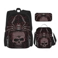thumbnail image 1 of Naloa Spider with Skull Print Large Capacity Backpack Lunch Bag Pencil Case Combination 3 Piece Set for Student, 1 of 8