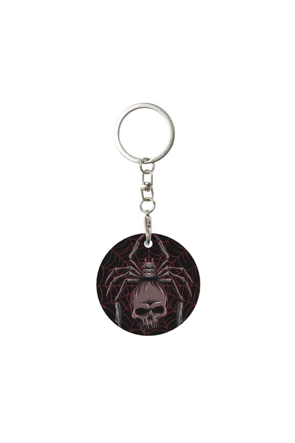 Naloa Spider with Skull Print Round Keychain Keychain Key Ring, Key Tag, Key Chain Bulk for Gift Accessories (Round)