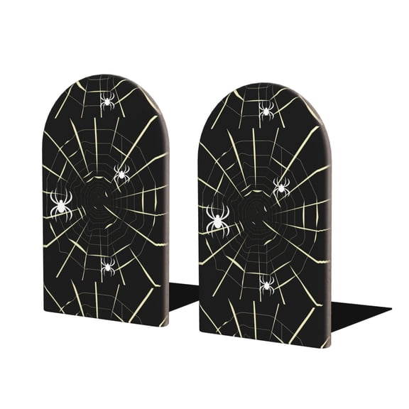 Naloa Spiders On The Web Wood Non-Skid Bookend for Shelves,Book Ends for Heavy Books, Book Stand for CDs,1 Pair
