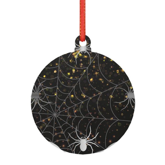 Naloa Spiderweb Bats And A Spider Acrylic Santa Tree Decorations Christmas Hanging Pendant for Christmas Winter New Year Party Hanging Decorations-Round Shape