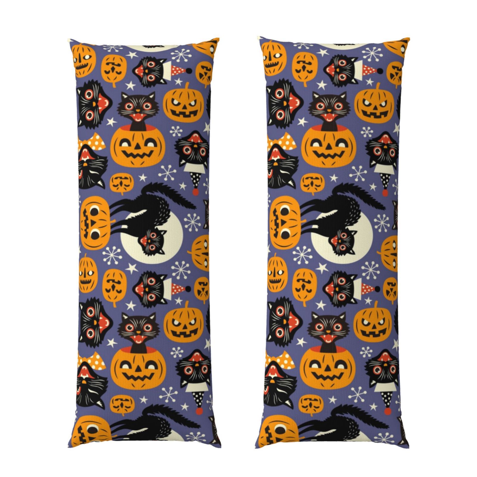 Naloa Spooky Cats And Halloween Pumpkins Super Soft 20x60 Body Pillow Case,Long Side Hidden Zipper（PILLOWS ARE NOT INCLUDED）