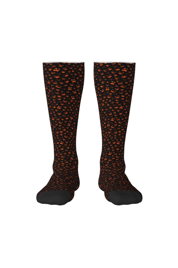 Spooky Pumpkin Face Knee Socks, High Socks Long Stretchy Sock Women Knee High Stocking, Long Socks for Women