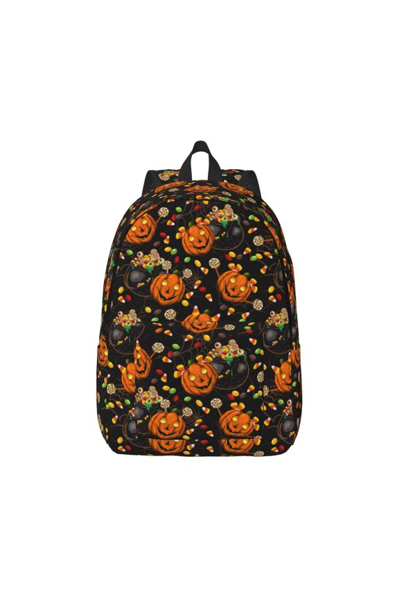 Spooky Sweets Canvas Backpack for Men Women Rucksack Casual Travel Daypack College Tote Satchel Bookbag for Teens-Small