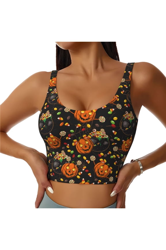 Spooky Sweets Sports Bras for Women,Sports Bras for Women High Support with Removable Pads-Medium