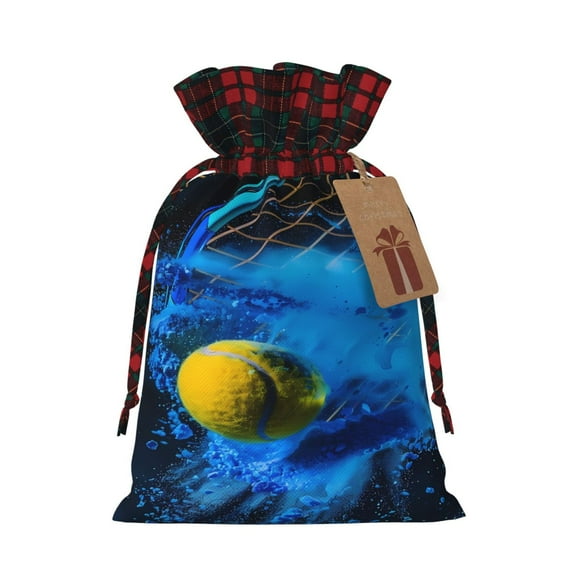 Naloa Sports Tennis Ball Christmas Gift Bags Christmas Drawstring Gift Bags Christmas Trees Decorations Indoor Holiday Party Christmas Treat Bags-Black