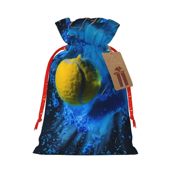 Naloa Sports Tennis Ball Drawstring Christmas Bags, 3D Xmas Gift Bags, Christmas Wrapping Bags, Xmas Goodie Bags, Treat Pouch Bags, Party Favor Bags-