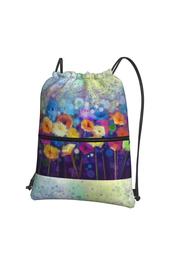 Spring Flower Seasonal Drawstring Backpack String Bag Cinch Water Resistant for Gym Shopping Sport Yoga