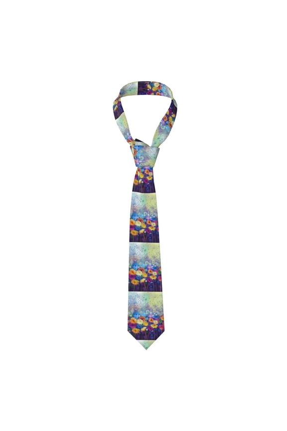 Spring Flower Seasonal Print Solid Color Tie Formal Necktie for MenSuitable for business, daily life, work