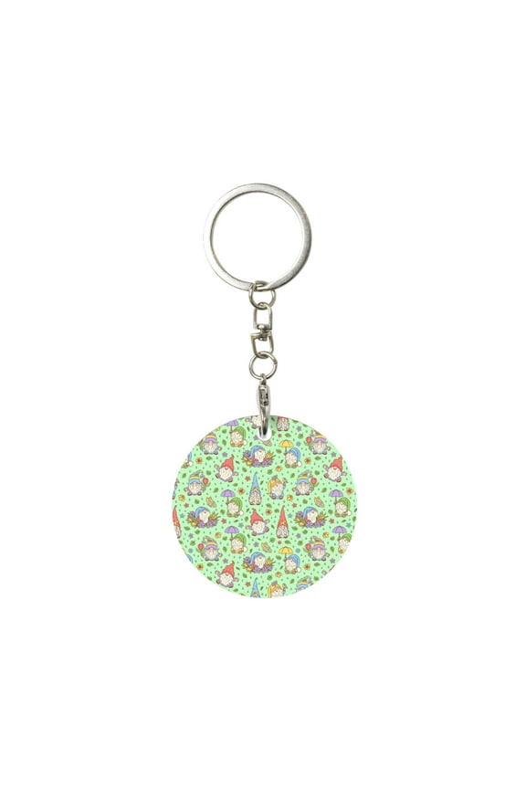 Naloa Spring Gnomes Print Round Keychain Keychain Key Ring, Key Tag, Key Chain Bulk for Gift Accessories (Round)