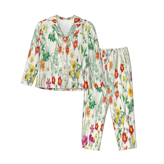 Naloa Spring floral Pajamas for Women Set, Womens Pajama Sets, Lounge Sets for Women, 2pjs for Women-Large
