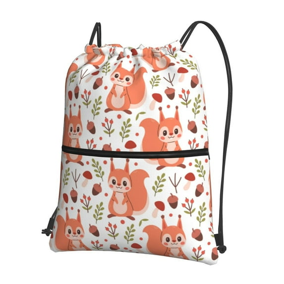 Naloa Squirrel And Drawstring Backpack String Bag Cinch Water Resistant for Gym Shopping Sport Yoga