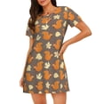 thumbnail image 1 of Naloa Squirrel And Maple Leaves Print Women Nightgowns,Womens Loungewear,Short Sleeve Sleepwear,Comfy Ladies Nightdress, 1 of 6