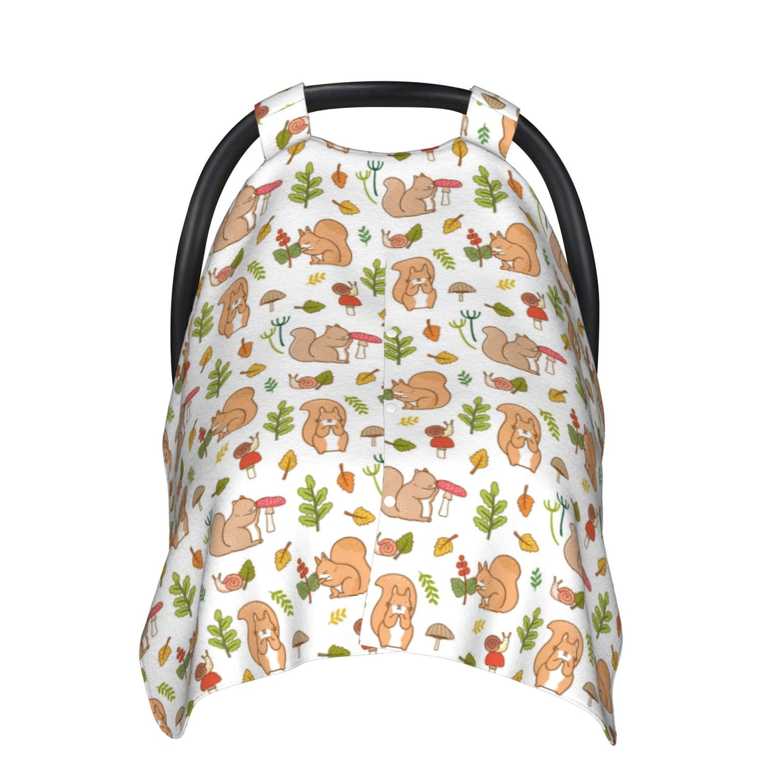 Naloa Squirrel And Mushroom Baby Car Seat Cover, Breathable Baby Carrier Cover, Multiuse Baby Carrier Cover & Nursing Breastfeeding Cover