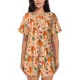 thumbnail image 1 of Naloa Squirrel And Mushroom Women's Short-Sleeved Pajama Set, Loungewear, Summer pajamas, Breathable Cozy - Small, 1 of 9