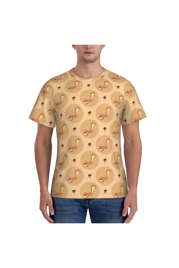Squirrel And Nuts Men's T-Shirt Sport T-shirt Men's Basic Tee Casual Men's Shirt, Round Neck, Short Sleeves - XX-Large