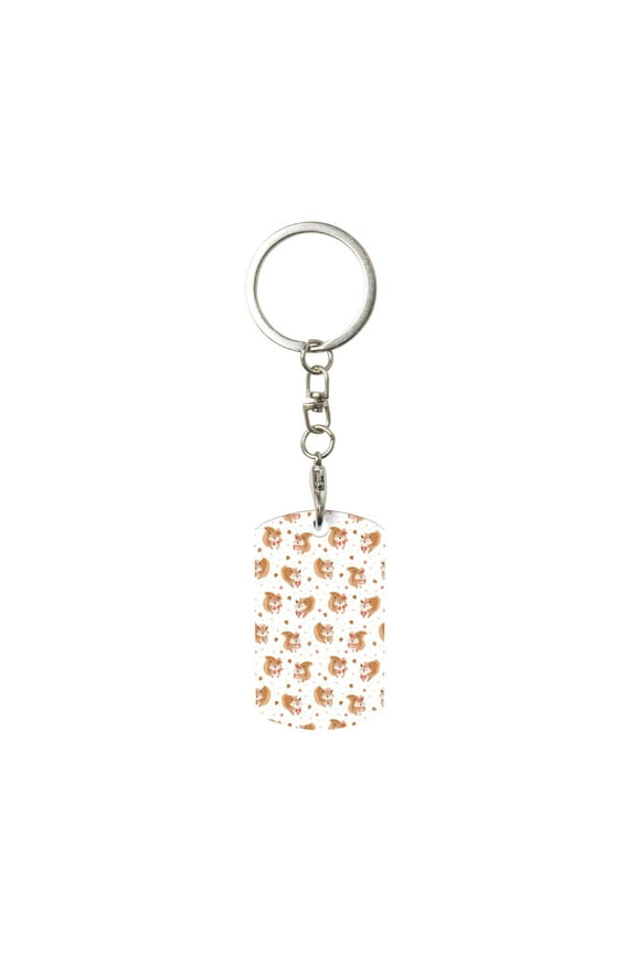 Squirrel And Rose Print Keyfob with Split Key Ring and Print Labels, Key Labels Key Chain Tags, Luggage Tags, Car Key Chain Ring Keyfob Gift