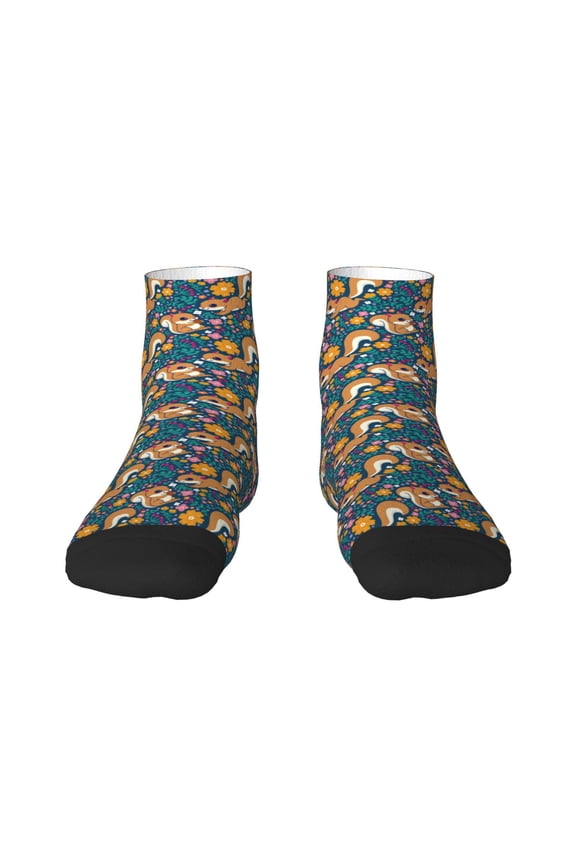 Squirrel Garden Delight Ankle Socks for Women Non Slip Socks No Show Socks Classic Low Cut Casual Socks Casual Socks