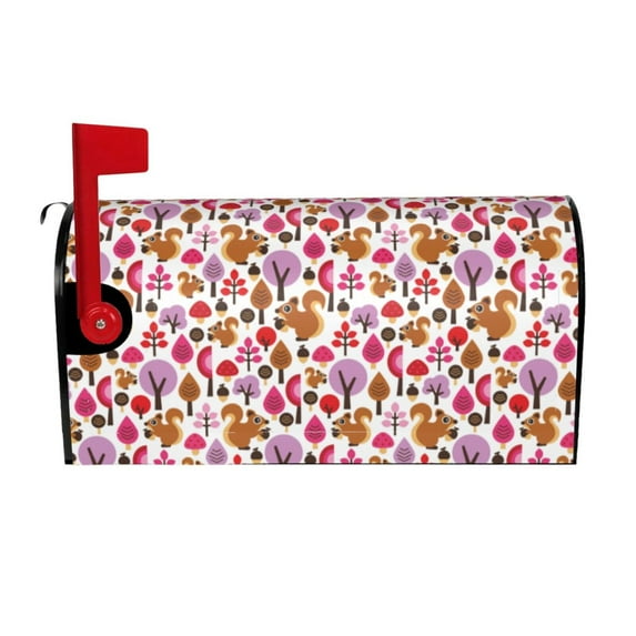 Naloa Squirrel In The Forest Mailbox Covers Magnetic Post Box Cover Post Letter Box Cover Garden Decor-25.5x21 in