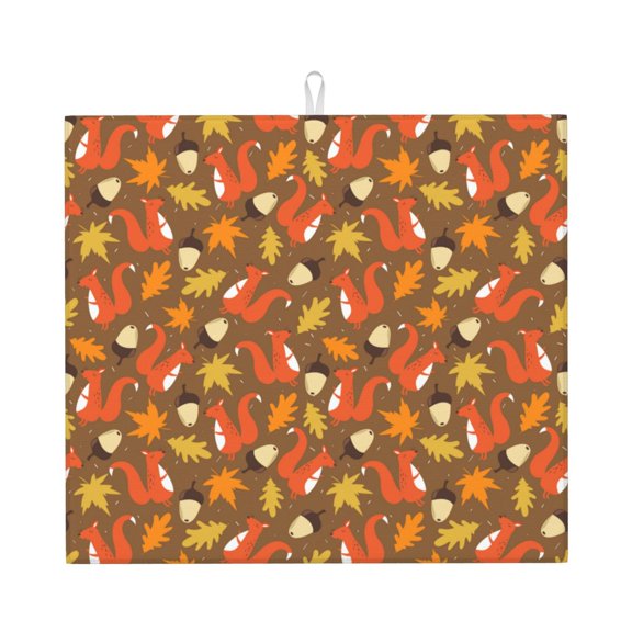 Naloa Squirrel Maple pine nut Dish Drying Mat for Kitchen Counter, Heat Resistant Drainer Mats, Absorbent Draining Mat,Dish Rack Pad,16"x18"