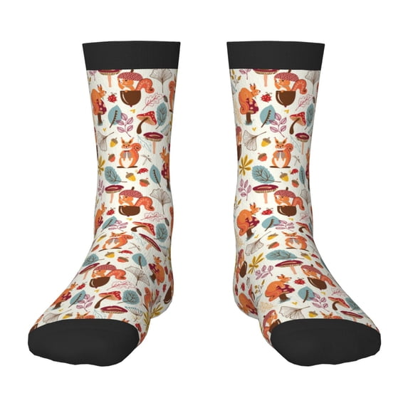 Naloa Squirrel Nuts Mushroom Kids Socks Unisex Kids and Toddlers' Crew Socks, ,1 Pairs
