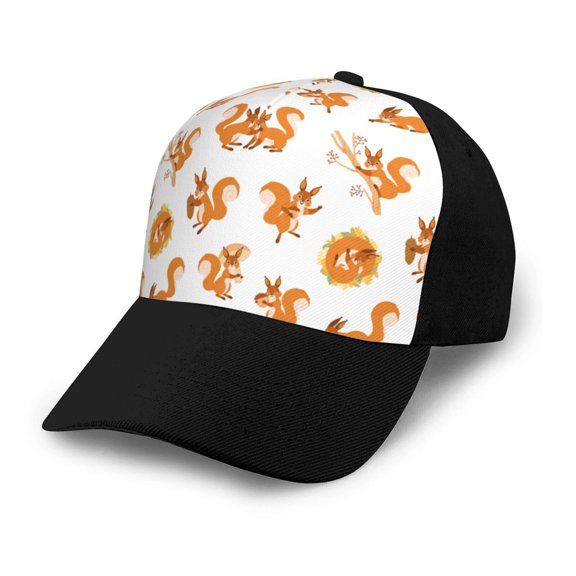 Naloa Squirrel Playing Adult adjustable Print Baseball Hat, Patchwork curved brim baseball capfor Men and Women, One Size