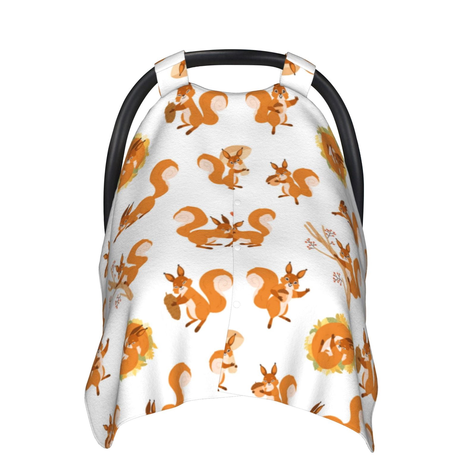 Naloa Squirrel Playing Baby Car Seat Cover, Breathable Baby Carrier Cover, Multiuse Baby Carrier Cover & Nursing Breastfeeding Cover
