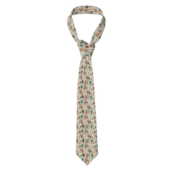 Naloa Squirrels and Trees Print Solid Color Tie Formal Necktie for Men,Suitable for business, daily life, work