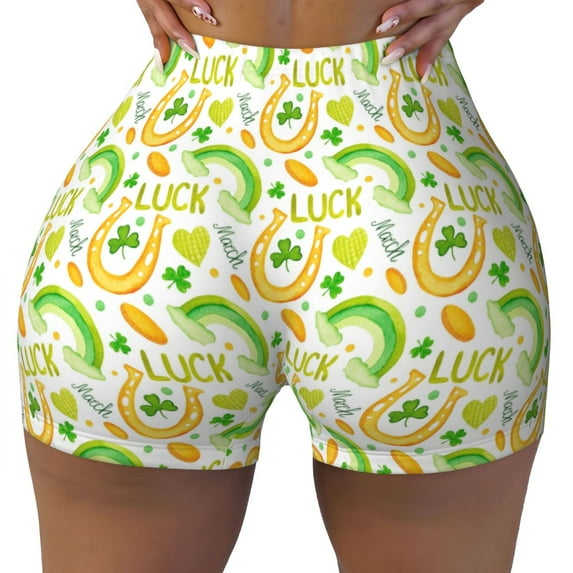 Naloa St Patrick's Day1 Biker Shorts for Women Seamless Scrunch Short Women’s Yoga Shorts for Gym Running Sport Shorts - Large