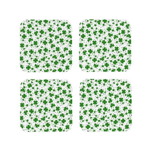 Naloa St Patrick's Day4 Coasters for Set of 4 - PU Leather Coasters, Coasters for Table Cup Tea Coffee Beer, Decorative for Kitchen Homedecor (Round)
