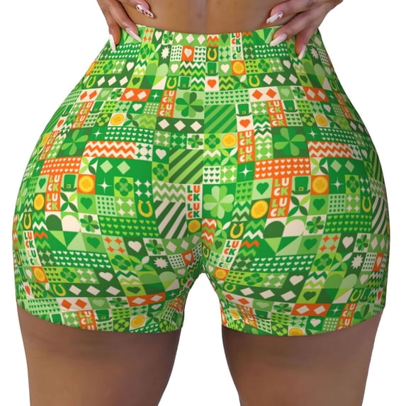 Naloa St Patrick's Day6 Biker Shorts for Women Seamless Scrunch Short Women’s Yoga Shorts for Gym Running Sport Shorts - Small