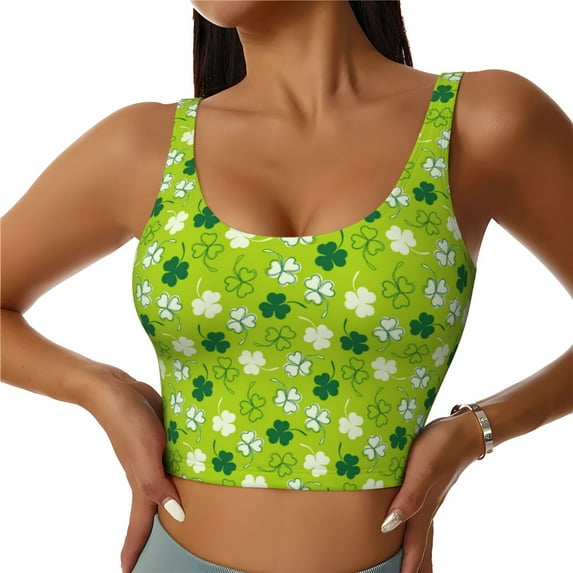 Naloa St Patrick's Day7 Sports Bras for Women, High Support Bra with Removable Pads, Comfortable - Medium