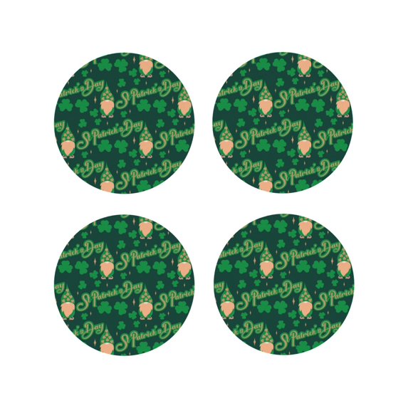 Naloa St Patrick's Day9 Leather Coasters for Drinks, Durable Drink Coasters 4 Set for Tabletop Protection, Luxurious Home Décor and Housewarming Gift ( {designName})Round Shape