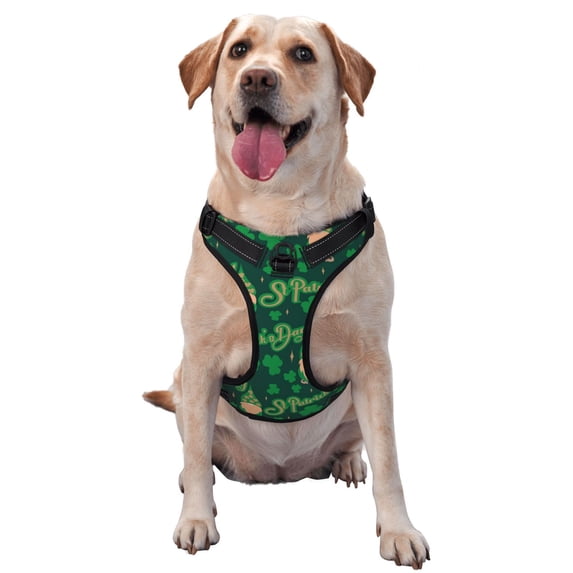 Naloa St Patrick's Day9 Pet Harness Vest with Traction Rope, Adjustable No-Choke Dog Vest for Outdoor, Walking - Medium
