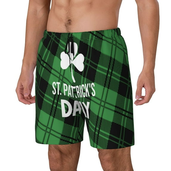 Naloa St Patrick's day Print Men Swim Trunks with Compression Liner ,Board Shorts,Men's Swim Shorts with Drawstring and Elastic Waistband-X-Large