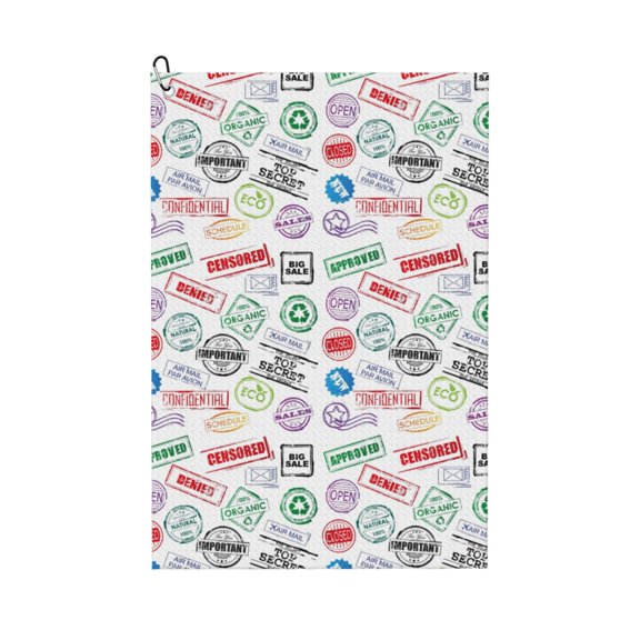 Naloa Stamp Set Collection Golf Towel Golf Gift for Men and Women Golf Towel with Carabiner Clip to Quickly Remove Mud, Dirt and Sweat