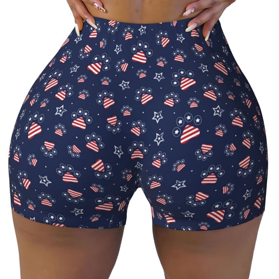 Naloa Star Dog Paw Biker Shorts for Women Seamless Scrunch Short Women’s Yoga Shorts for Gym Running Sport Shorts - Medium
