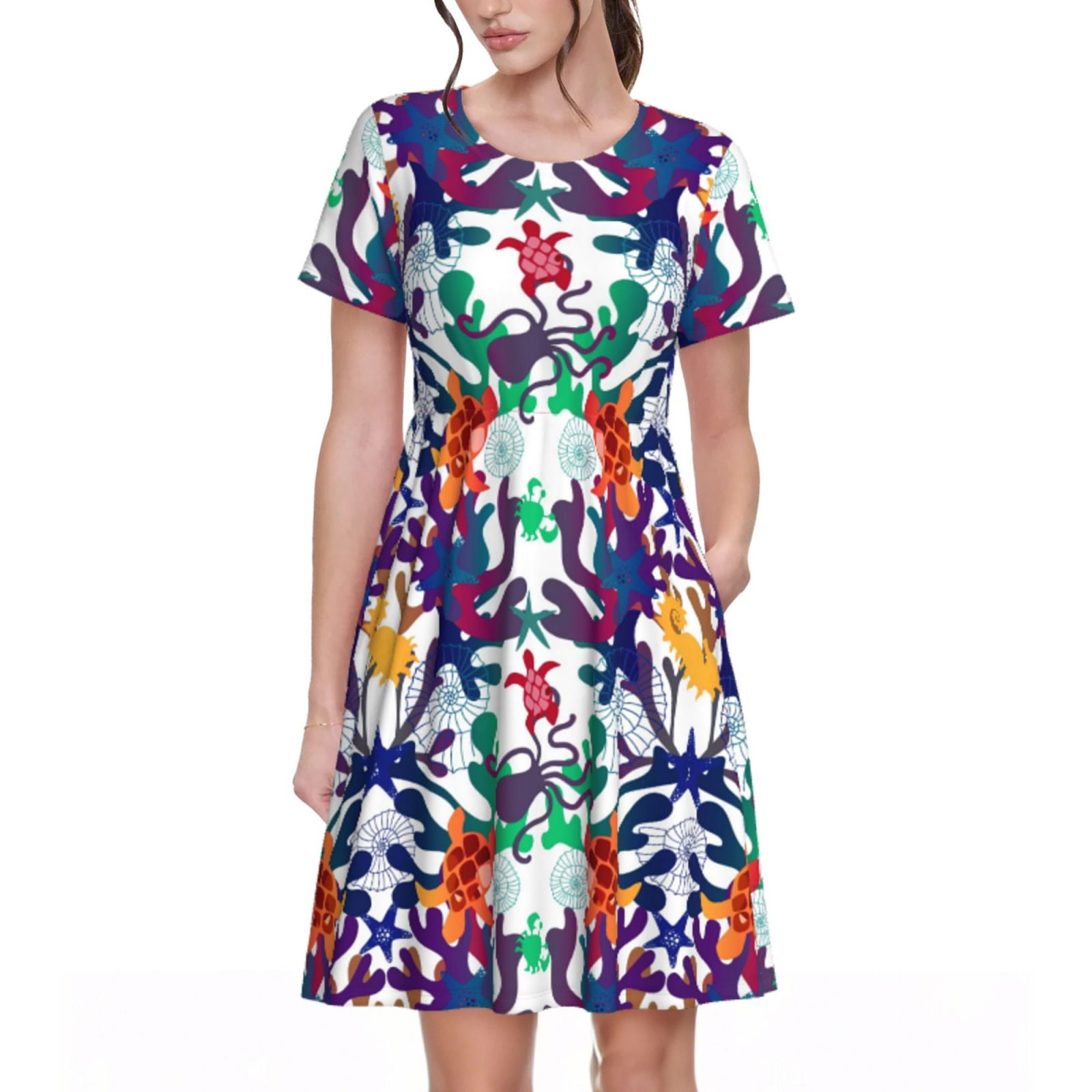 Niulatu A line Straps Floral Travel Vacation Floral Beach Dress Short Birthday Dress SD0029