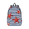 thumbnail image 1 of Naloa Starfish Navy Blue Stripe Canvas Backpack for Men Women Rucksack Casual Travel Daypack College Tote Satchel Bookbag for Teens-Medium, 1 of 7