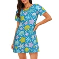 thumbnail image 1 of Naloa Starfish Print Women Nightgowns,Womens Loungewear,Short Sleeve Sleepwear,Comfy Ladies Nightdress, 1 of 6