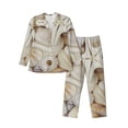 thumbnail image 1 of Naloa Starfishes On Seashells Men’s Pajamas Set - Long Sleeve Button Down Sleep Shirt and Pajama Bottoms Sleepwear Set-Small, 1 of 7