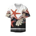 thumbnail image 1 of Naloa Starfishes Shells Men's Loose Fit Cuban Collar Short-Sleeve Shirt with Button-down and Chest Pocket for Everyday Wear Outings - 3X-Large, 1 of 7