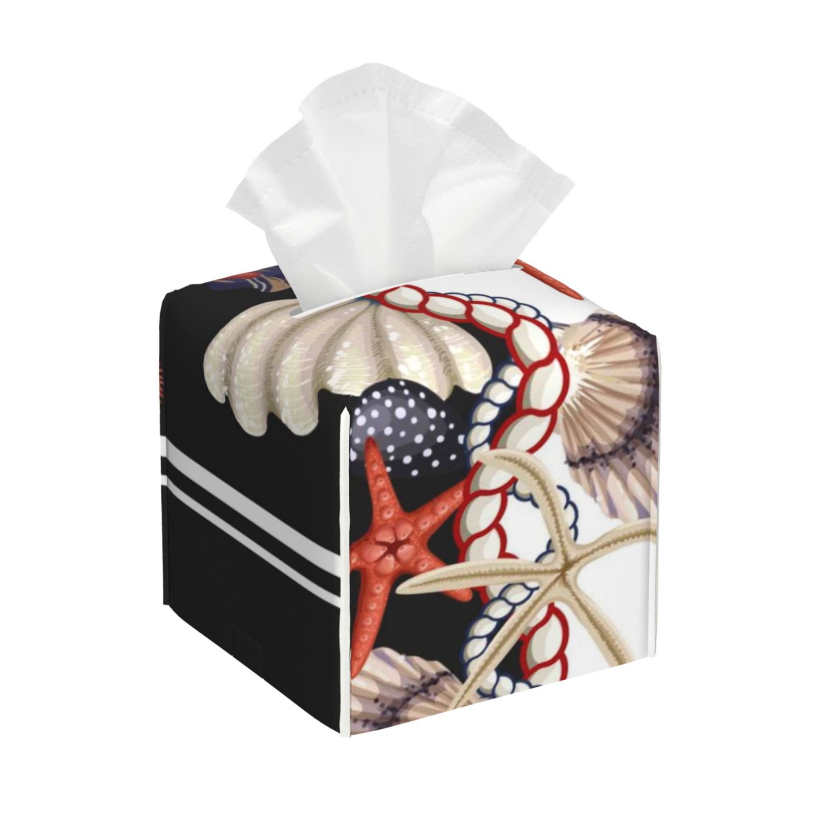 Naloa Starfishes Shells Tissue Box CoverLeather Tissue Holder Square ...