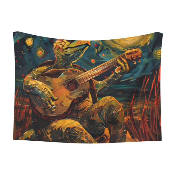 Naloa Starry Night Guitar Turtle Dog Blanket, 3 Sizes Cat Blanket for Indoor Cats Large Medium Small Dog Gifts-Medium