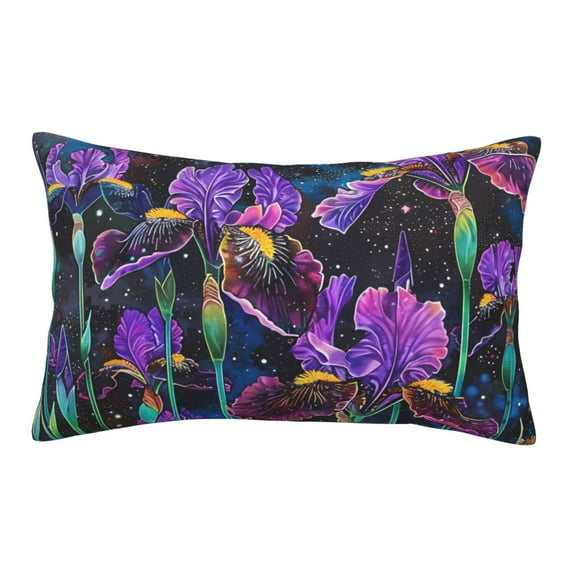Naloa Starry Night Iris Field Pillowcase, Throw Pillowcase, Wrinkle-Free, Stain-Resistant with Hidden Zipper for Bedroom Sofa-20"x30"
