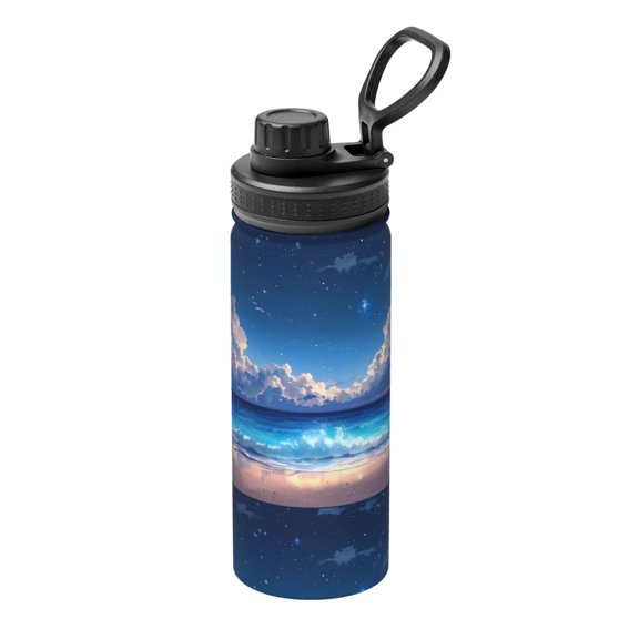 Naloa Starry Night Ocean View 18oz Sports Insulated Kettle, Stainless Steel Insulated Cup for Women Men for Fitness, Gym & Outdoor
