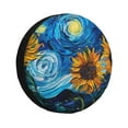 thumbnail image 1 of Naloa Starry Night Sunflower Field PVC Leather Spare Tire Wheel Cover Spare Tire Cover, for Car Truck SUV Camper Trailer Universal Fit(14-17in)-14 inch, 1 of 6