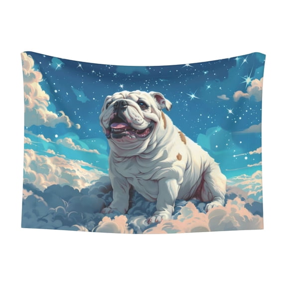 Naloa Starry Sky Cloud Bulldog Dog Blanket, 3 Sizes Cat Blanket for Indoor Cats Large Medium Small Dog Gifts-Medium